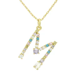 City By City Multi Colored Initial Pendants, Multi With Cubic Zirconia M