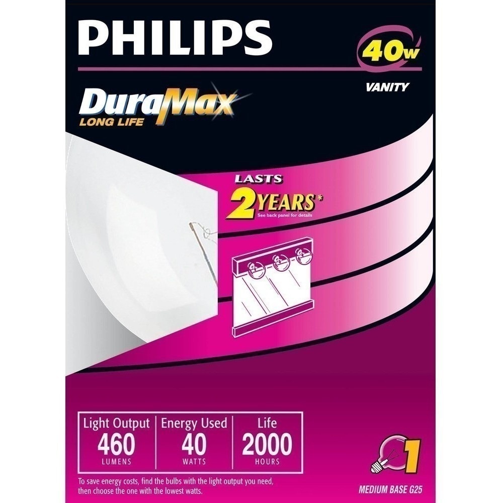 slide 1 of 1, Philips 40-Watt Medium Base G25 Globe Vanity Light Bulb, 1 ct