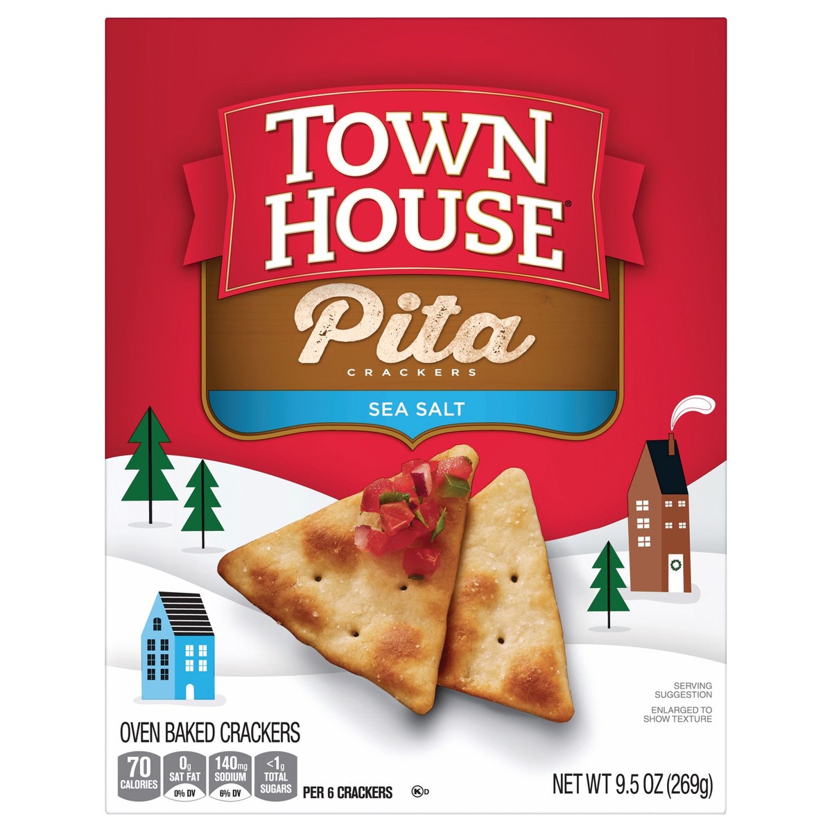 slide 1 of 5, Town House Pita Sea Salt Oven Baked Crackers, 9.5 oz