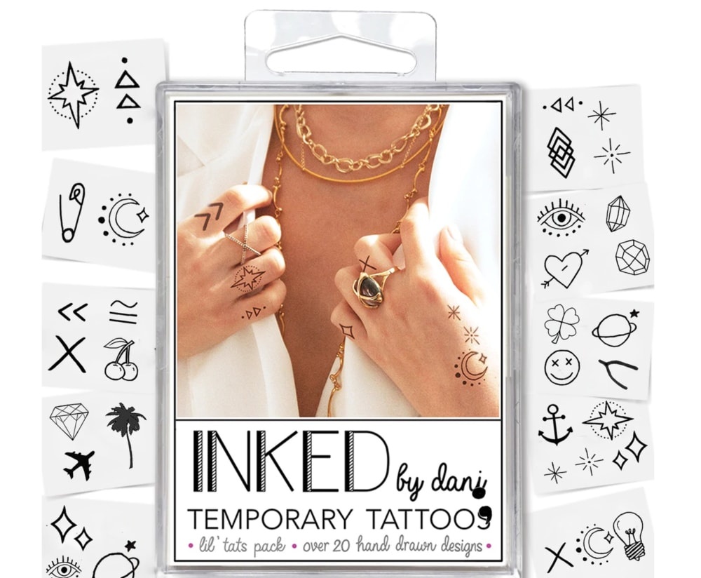 slide 1 of 1, INKED by dani Temporary Tattoos - Little Tats Pack, 1 ct