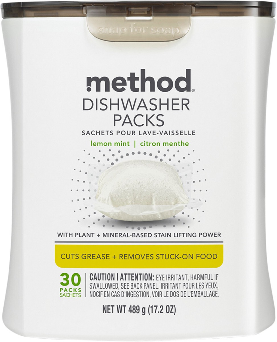 slide 2 of 6, Method Dishwasher Detergent Packs, Lemon Mint, 30 count, 30 ct