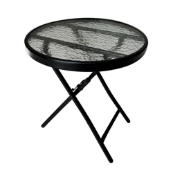 Room & Retreat Glass Top Folding Table, 18 In