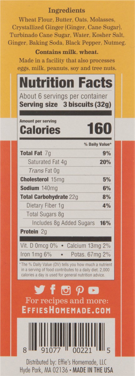 slide 3 of 9, Effie's Homemade Lightly Sweet Ginger Biscuits 7.2 oz, 7.2 oz