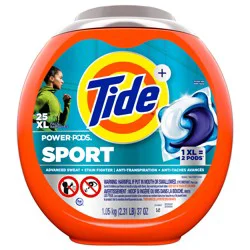 Tide Power Pods Sport Laundry Detergent Pacs, 25 Count, Advanced Sweat + Stain Fighter