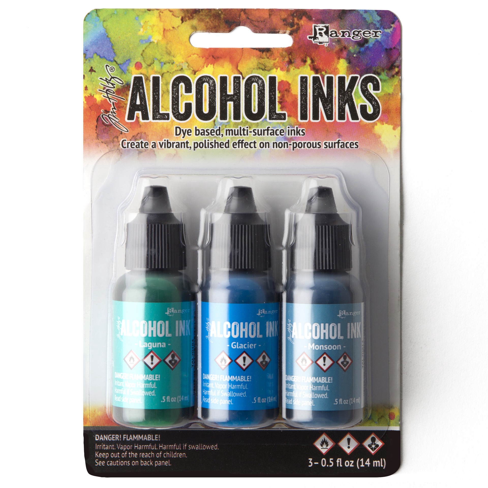 slide 2 of 7, Tim Holtz Teal & Blue Spectrum Alcohol Inks, 3ct., 3 ct