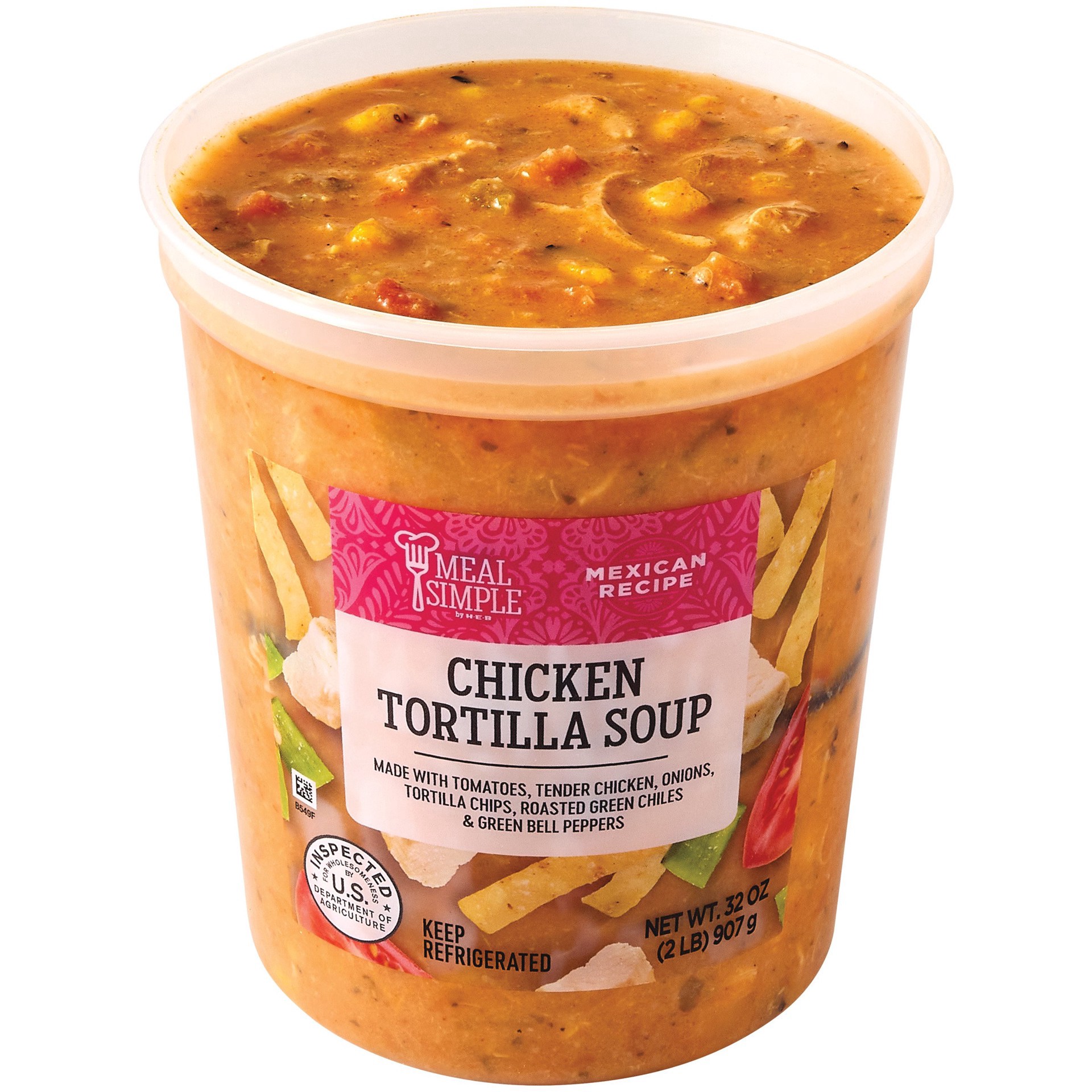 slide 1 of 1, Meal Simple by H-E-B Chicken Tortilla Soup - Family Size, 32 oz