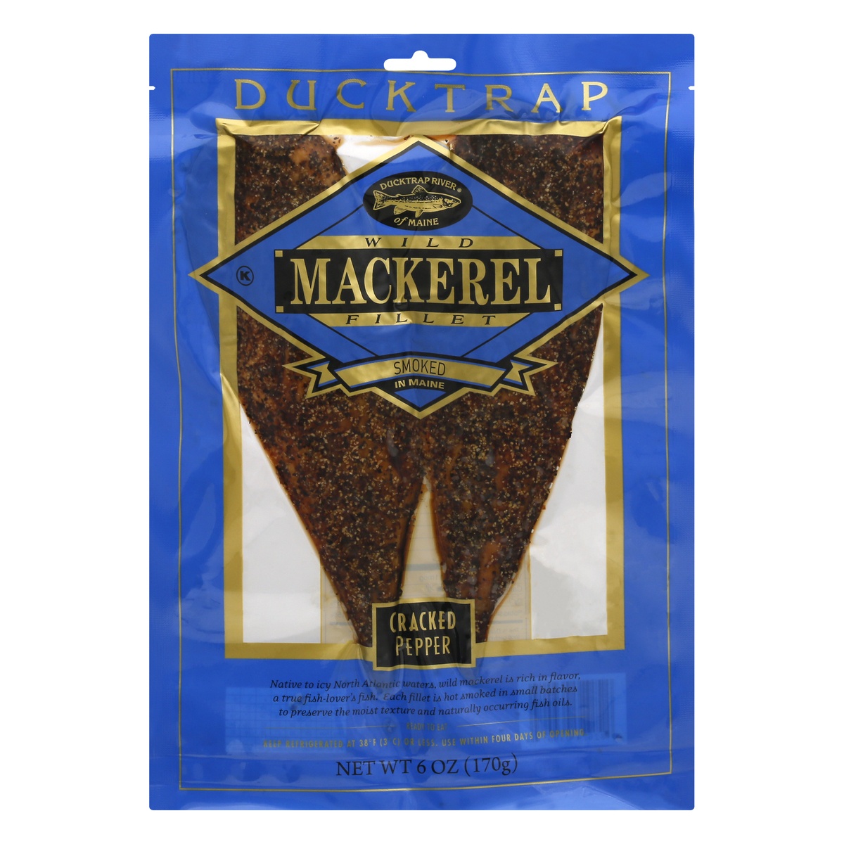 slide 1 of 1, Ducktrap River of Maine Cracked Pepper Mackerel Fillet 6 oz, 7 oz