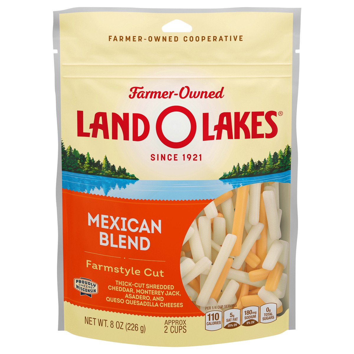 slide 1 of 9, Land O'Lakes Mexican Blend Farmstyle Cut Shredded Cheese - 8 oz, 8 oz