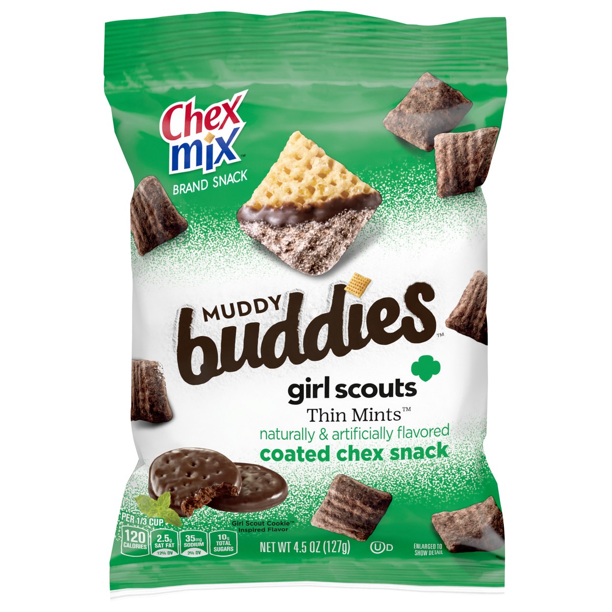 slide 1 of 9, Chex Mix Muddy Buddies, Mint Chocolate, Snack Bag, 4.5 oz, 4.5 oz