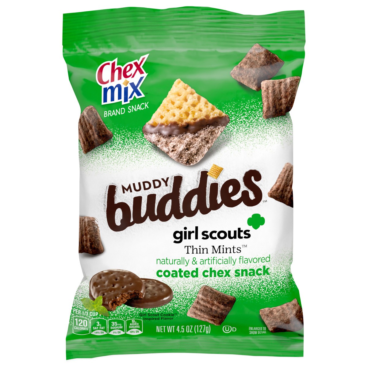 slide 1 of 9, Chex Mix Muddy Buddies, Mint Chocolate, Snack Bag, 4.5 oz, 4.5 oz