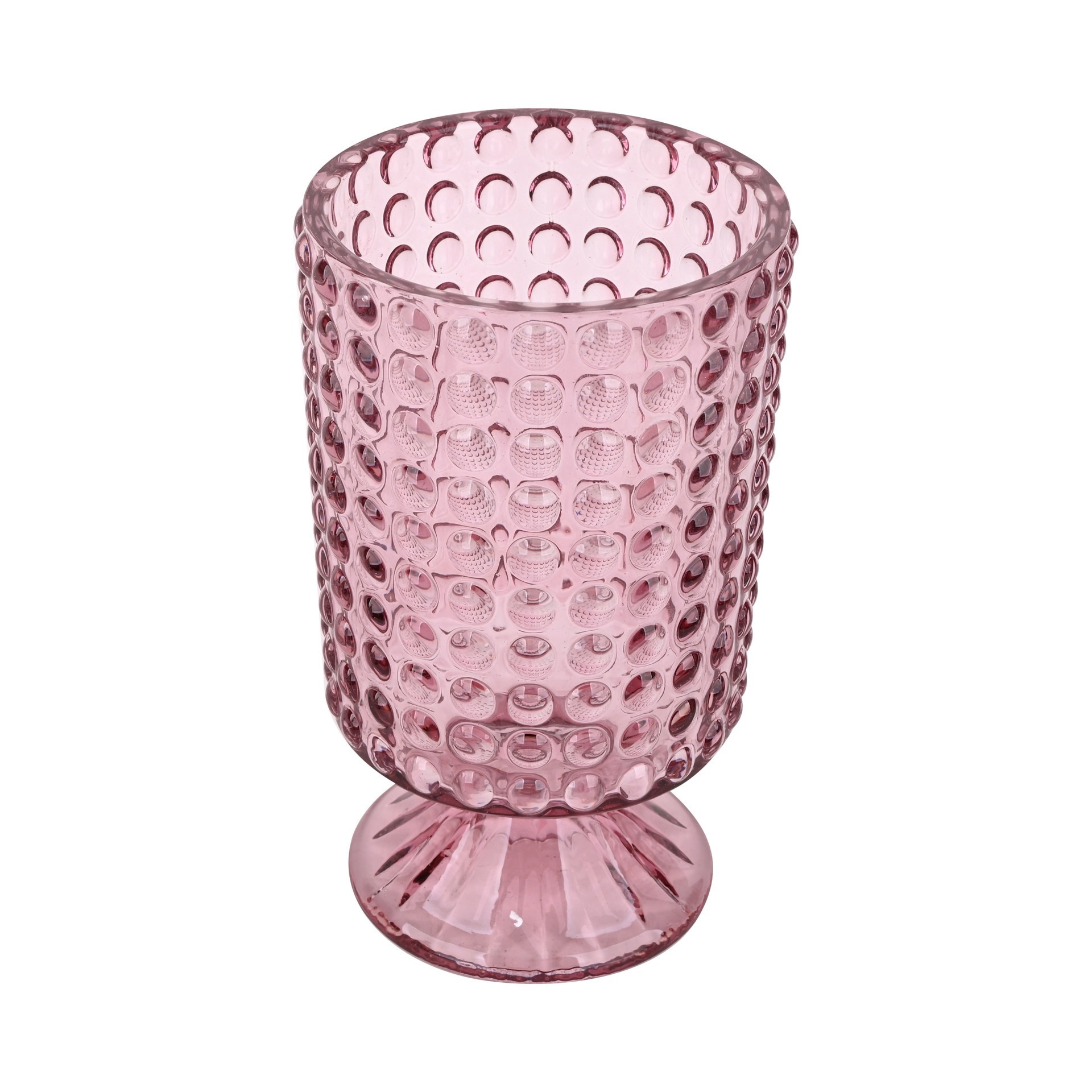 slide 4 of 4, 7" Pink Hobnail Glass Container By Ashland, 7 in