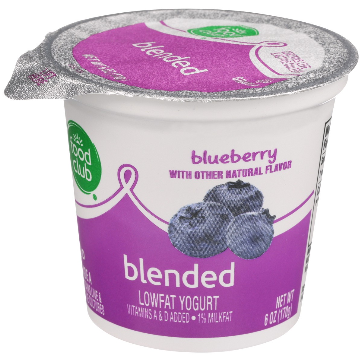 slide 1 of 9, Food Club Blueberry Blended Lowfat Yogurt, 6 oz