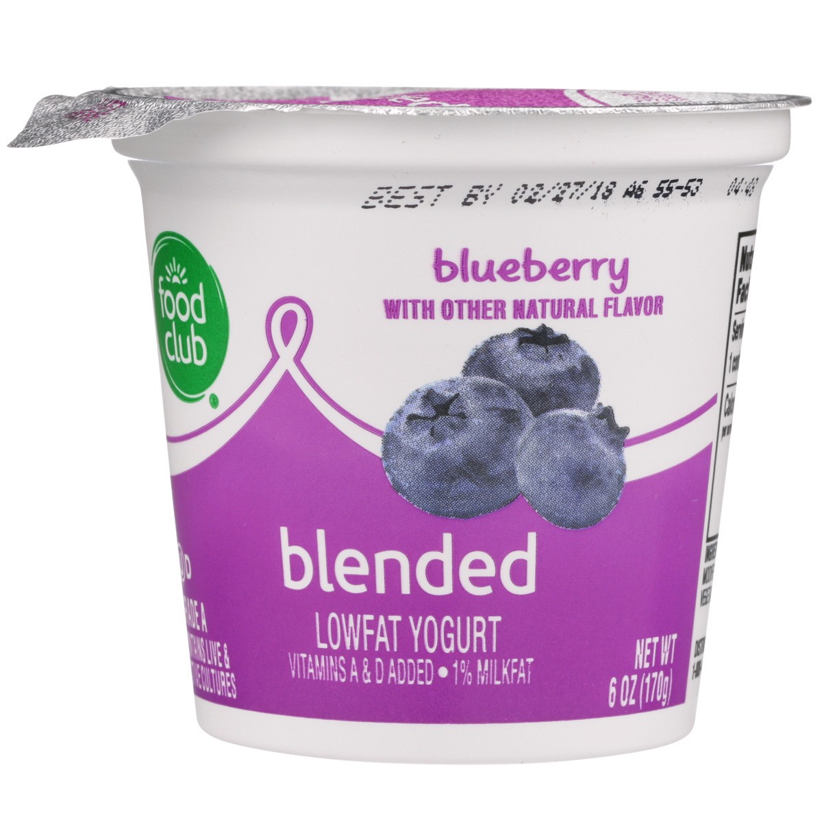 slide 8 of 9, Food Club Blueberry Blended Lowfat Yogurt, 6 oz