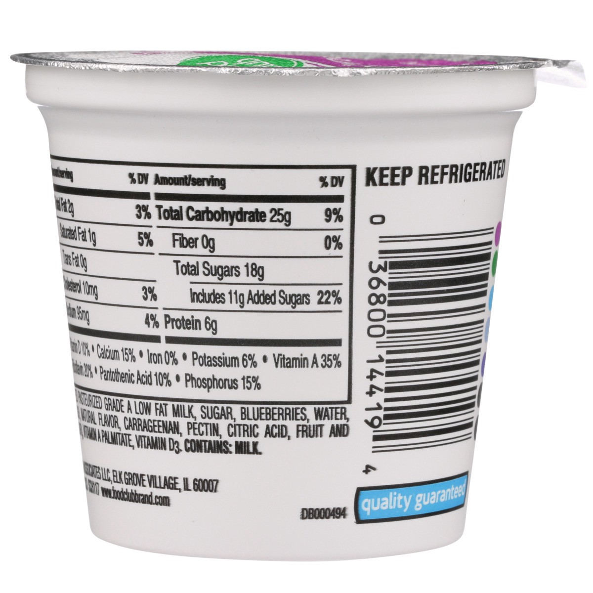 slide 9 of 9, Food Club Blueberry Blended Lowfat Yogurt, 6 oz