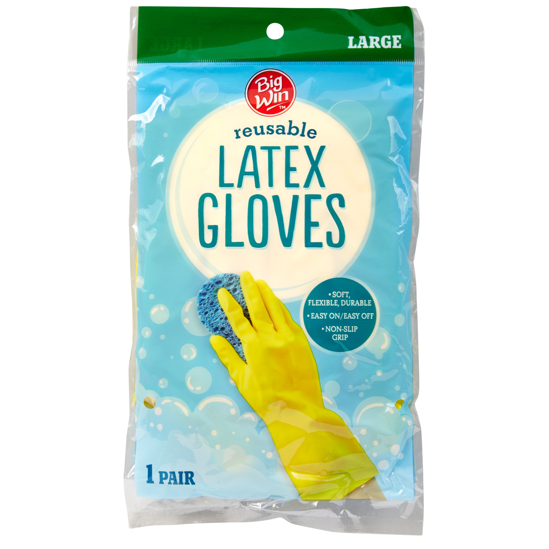 slide 1 of 2, Big Win Latex Gloves, Large, 1 pair