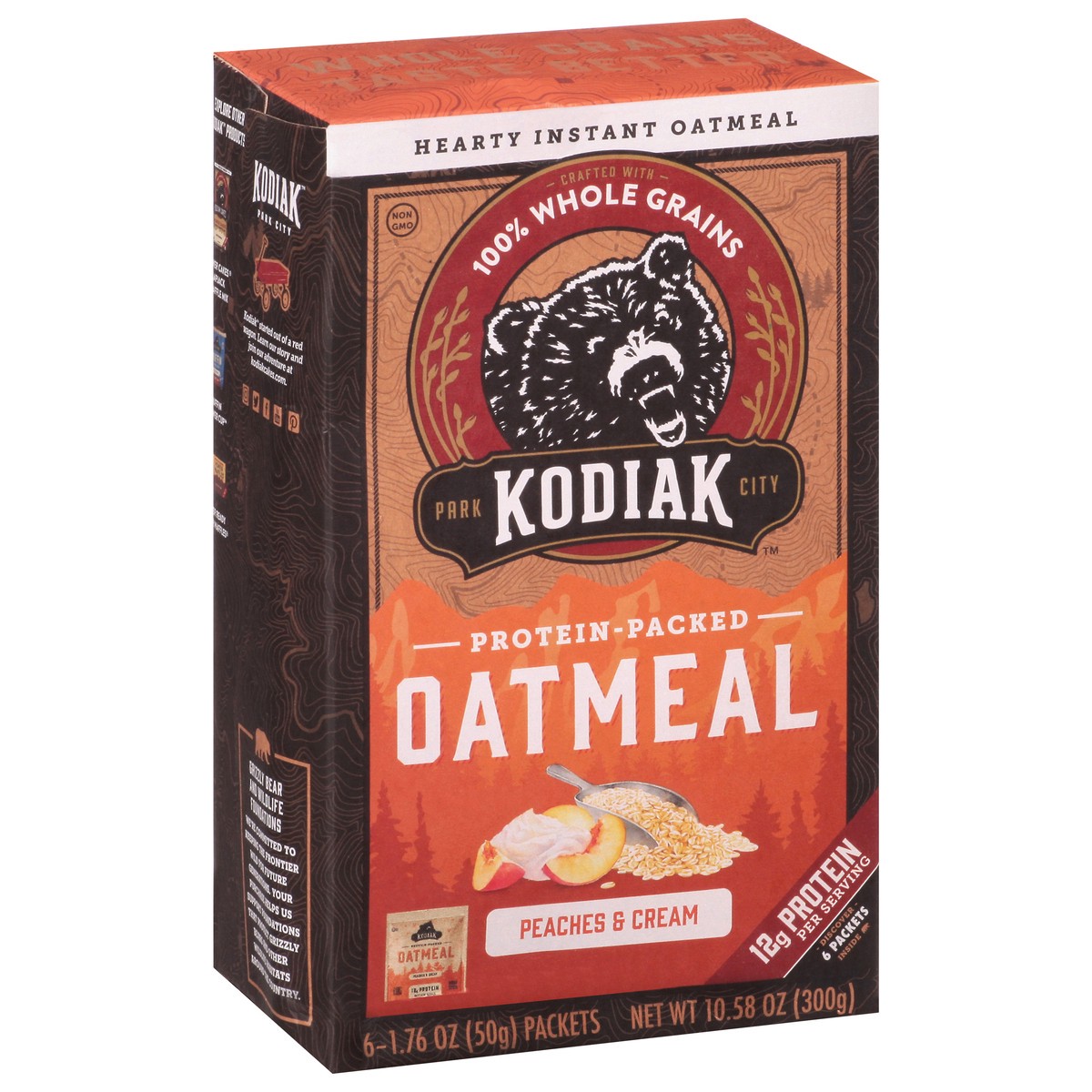 slide 9 of 13, Kodiak Cakes Protein-Packed Peaches & Cream Oatmeal 6 1.76 oz 6 ea, 6 ct