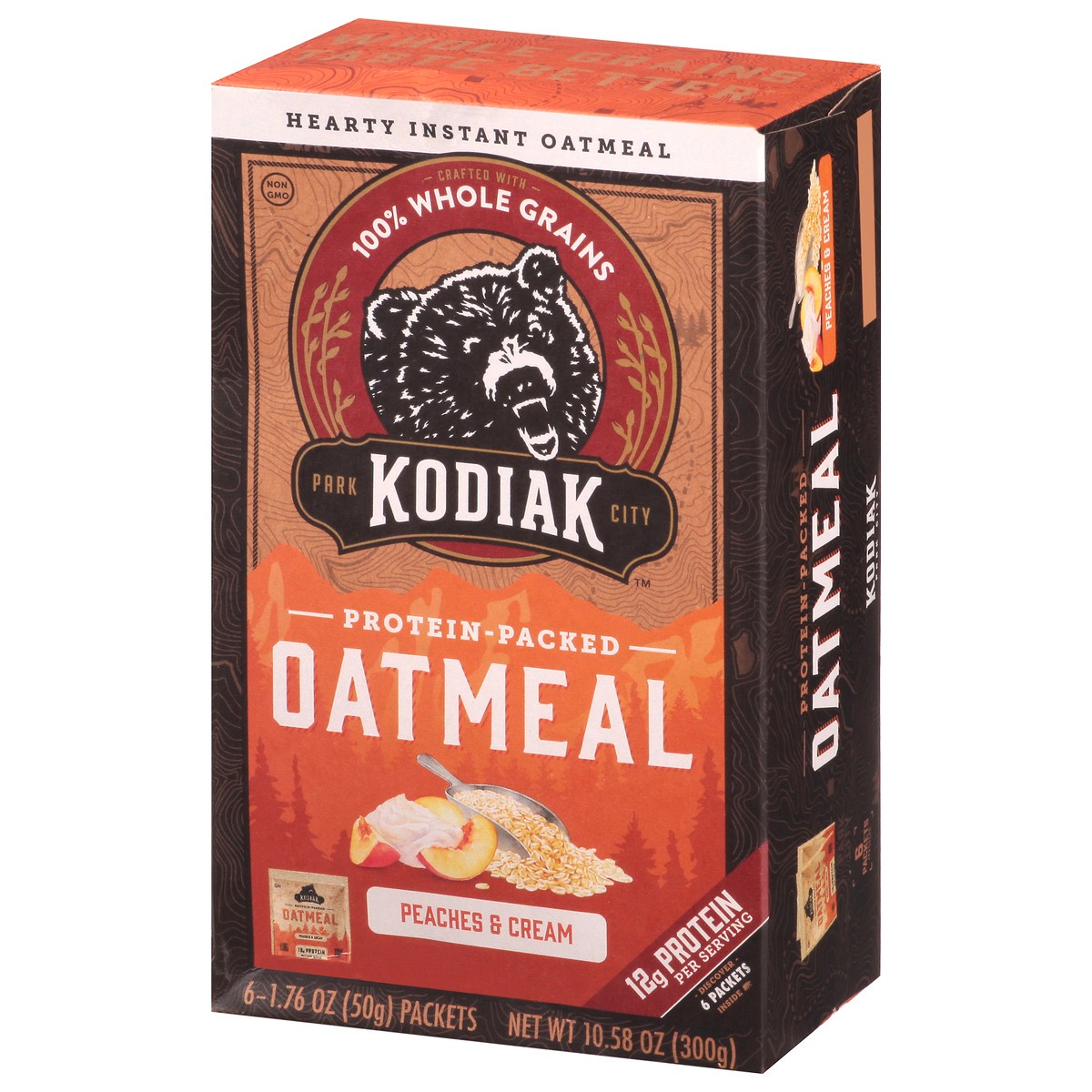 slide 10 of 13, Kodiak Cakes Protein-Packed Peaches & Cream Oatmeal 6 1.76 oz 6 ea, 6 ct