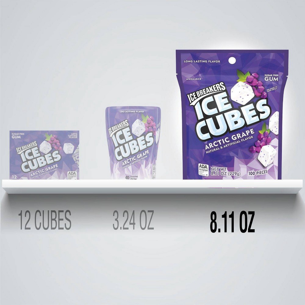 slide 6 of 6, Ice Breakers Ice Cubes Arctic Grape Sugar-Free Gum, 8.11 oz