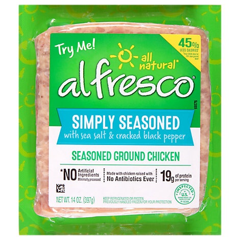 slide 1 of 1, Alfresco Ground Chicken Simply Seasoned, 14 oz