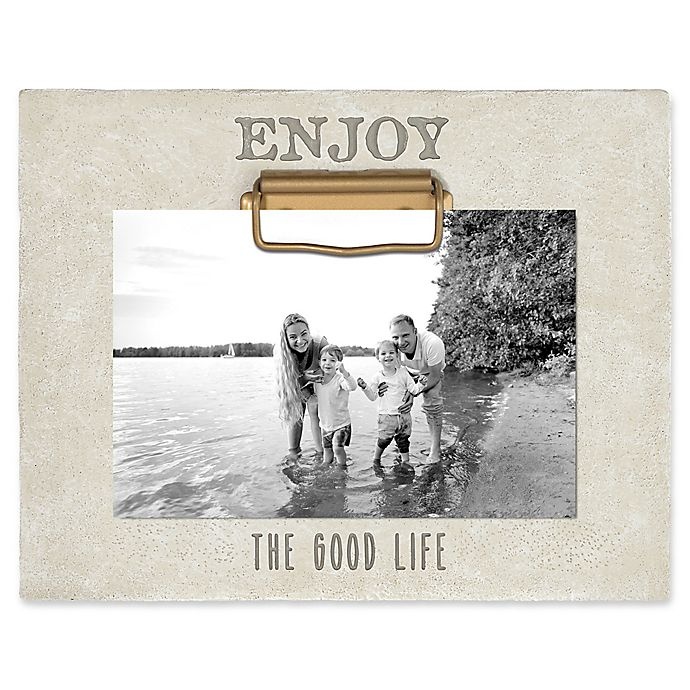 slide 1 of 1, Grasslands Road Enjoy the Good Life'' Cement Clip Picture Frame - Ivory'', 4 in x 6 in