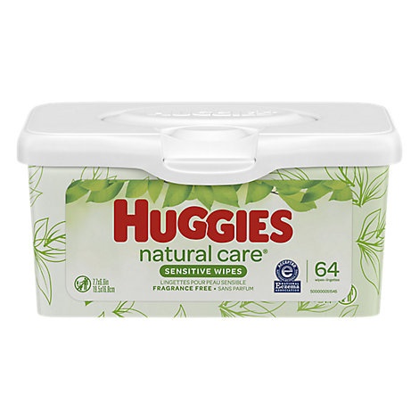 slide 1 of 1, Huggies Natural Care Wipes Fragrance Free Tub Disney Baby, 64 ct