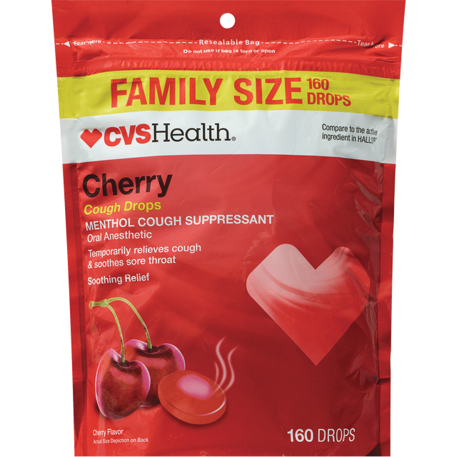 slide 1 of 1, CVS Health Cherry Cough Drops, 160 ct