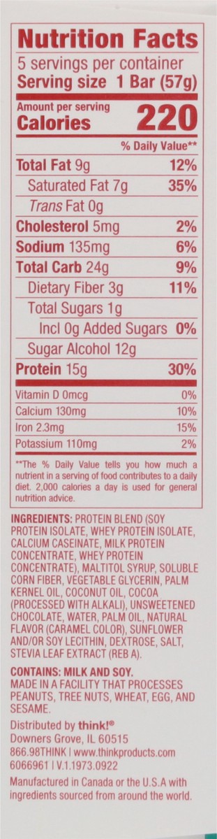 slide 5 of 9, think! High Protein Chocolate & Creme Cupcake Layered Protein Bar 5 - 2.01 oz Bars, 5 ct