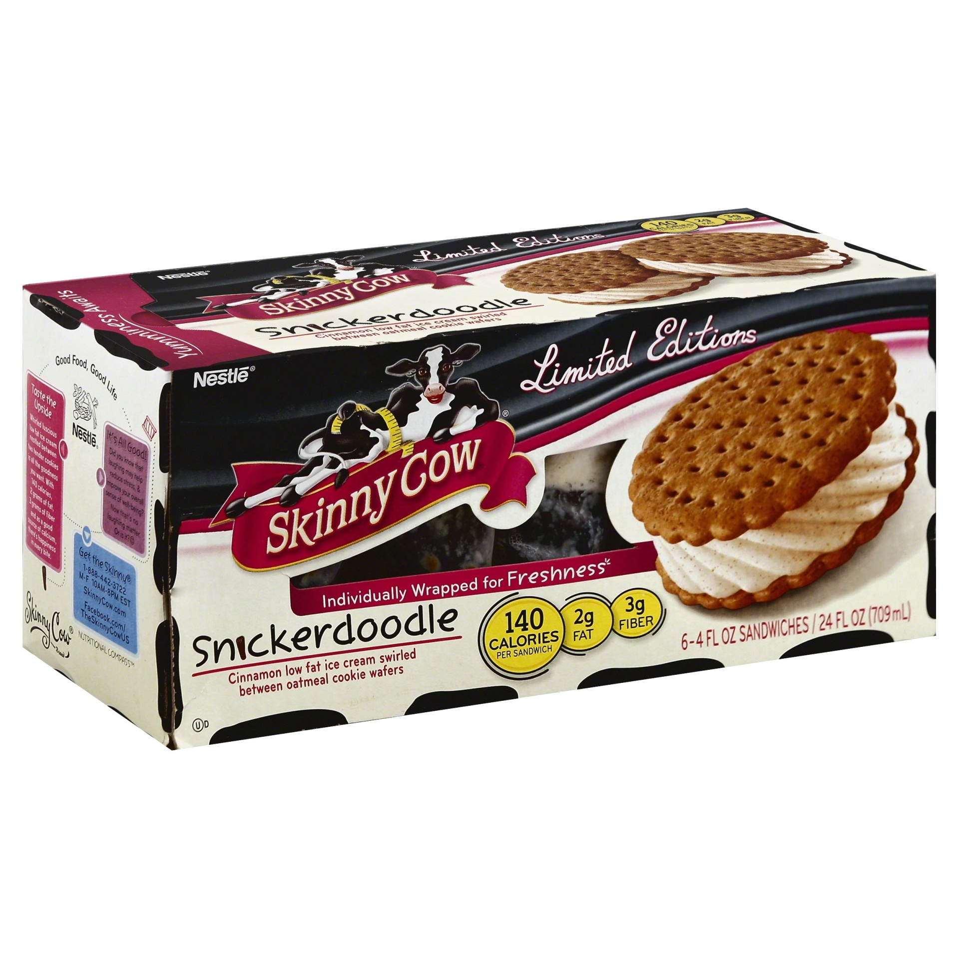 slide 1 of 7, Skinny Cow Limited Edition Ice Cream Sandwich, 6 ct; 4 fl oz