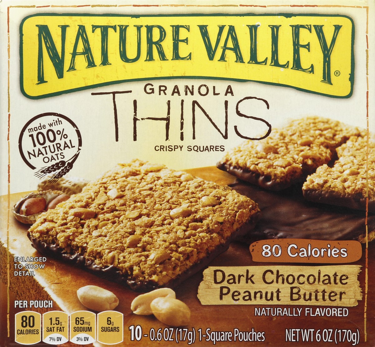 slide 4 of 4, Nature Valley Granola Thins Dark Chocolate Peanut Butter Crispy Squares, 10 ct; 6 oz