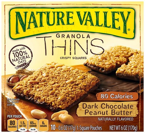 slide 1 of 4, Nature Valley Granola Thins Dark Chocolate Peanut Butter Crispy Squares, 10 ct; 6 oz