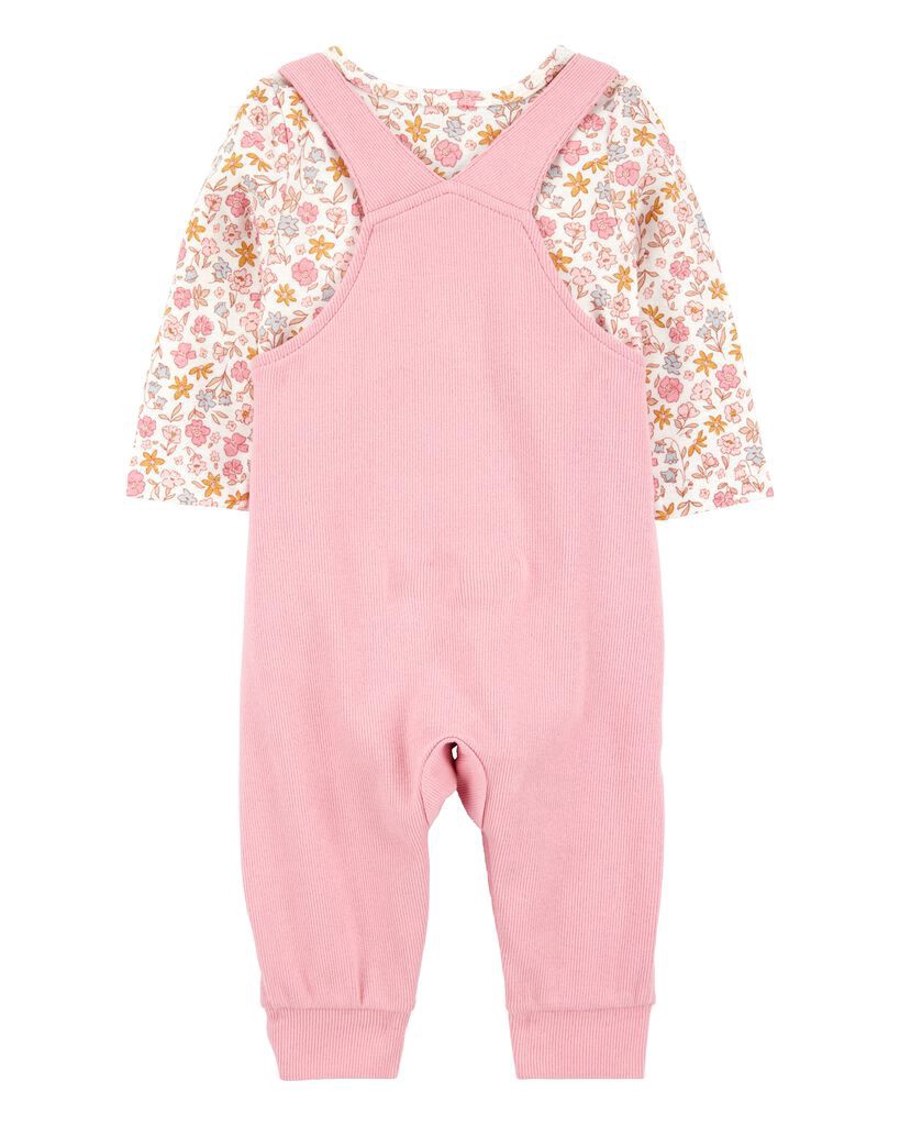 slide 3 of 6, Carter's Carters Baby 2-Piece Floral Bunny Long-Sleeve Tee & Coverall Set - Pink Pink 9M, 2 pc