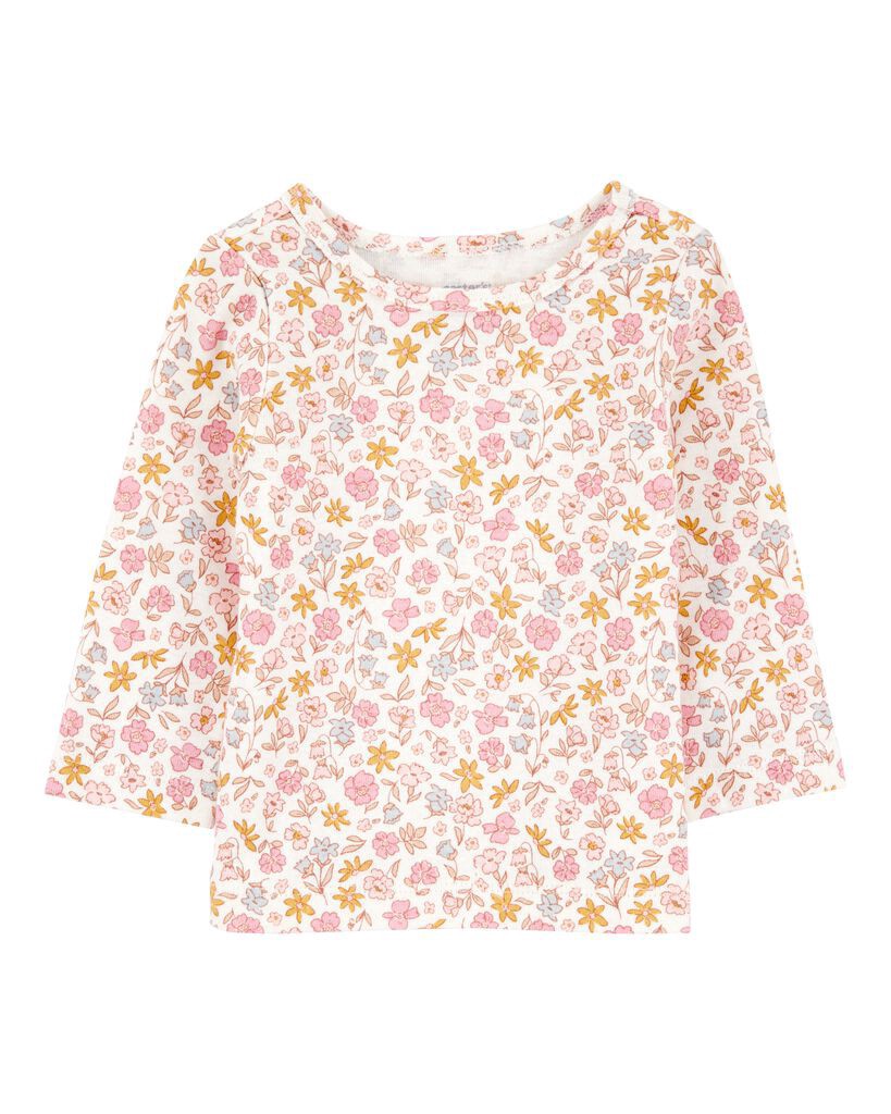 slide 2 of 6, Carter's Carters Baby 2-Piece Floral Bunny Long-Sleeve Tee & Coverall Set - Pink Pink 9M, 2 pc
