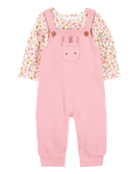 Carter's Baby 2-Piece Floral Bunny Long-Sleeve Tee & Coverall Set - Pink - 9M