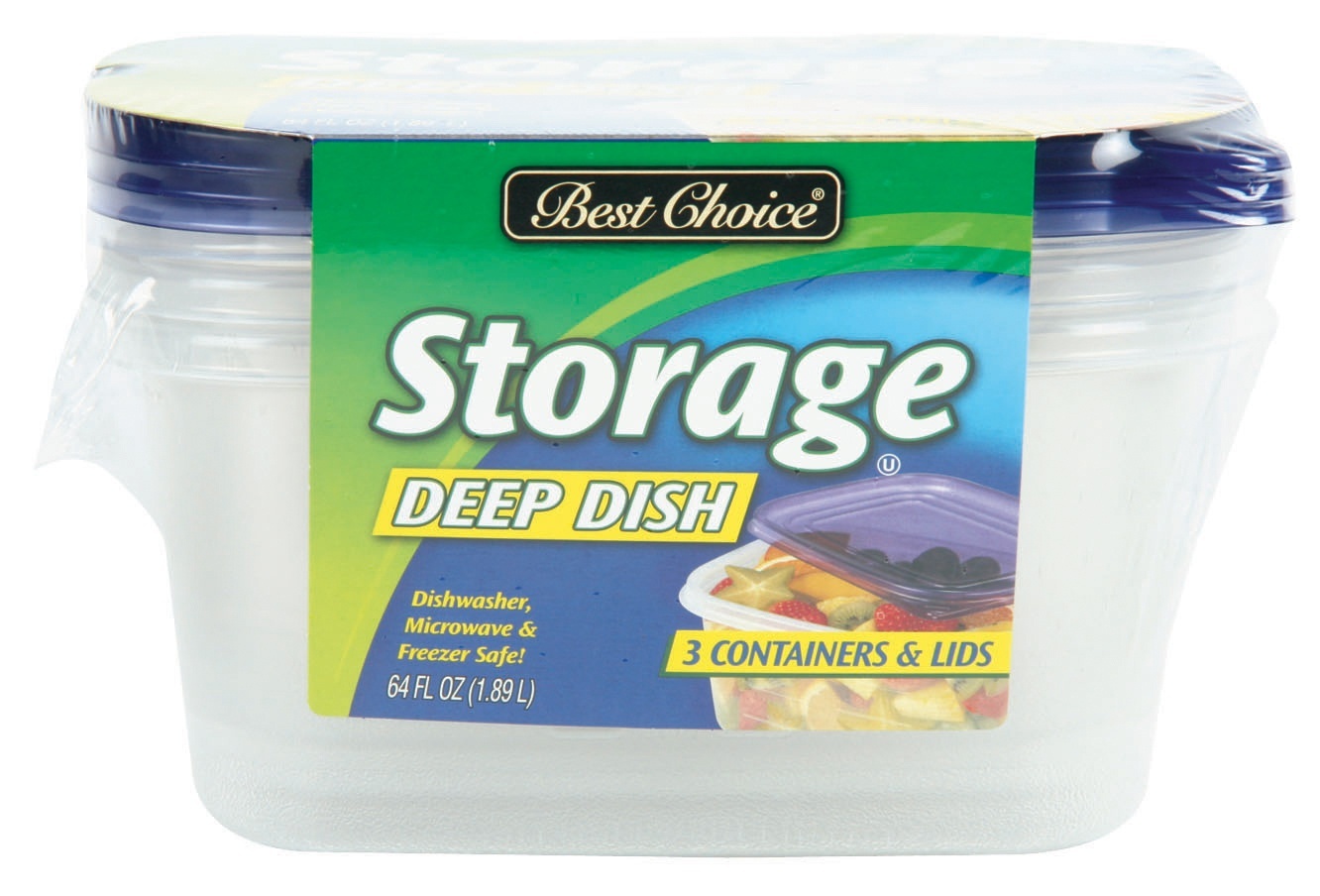 slide 1 of 1, Best Choice Deep Dish Containers With Lids, 3 ct