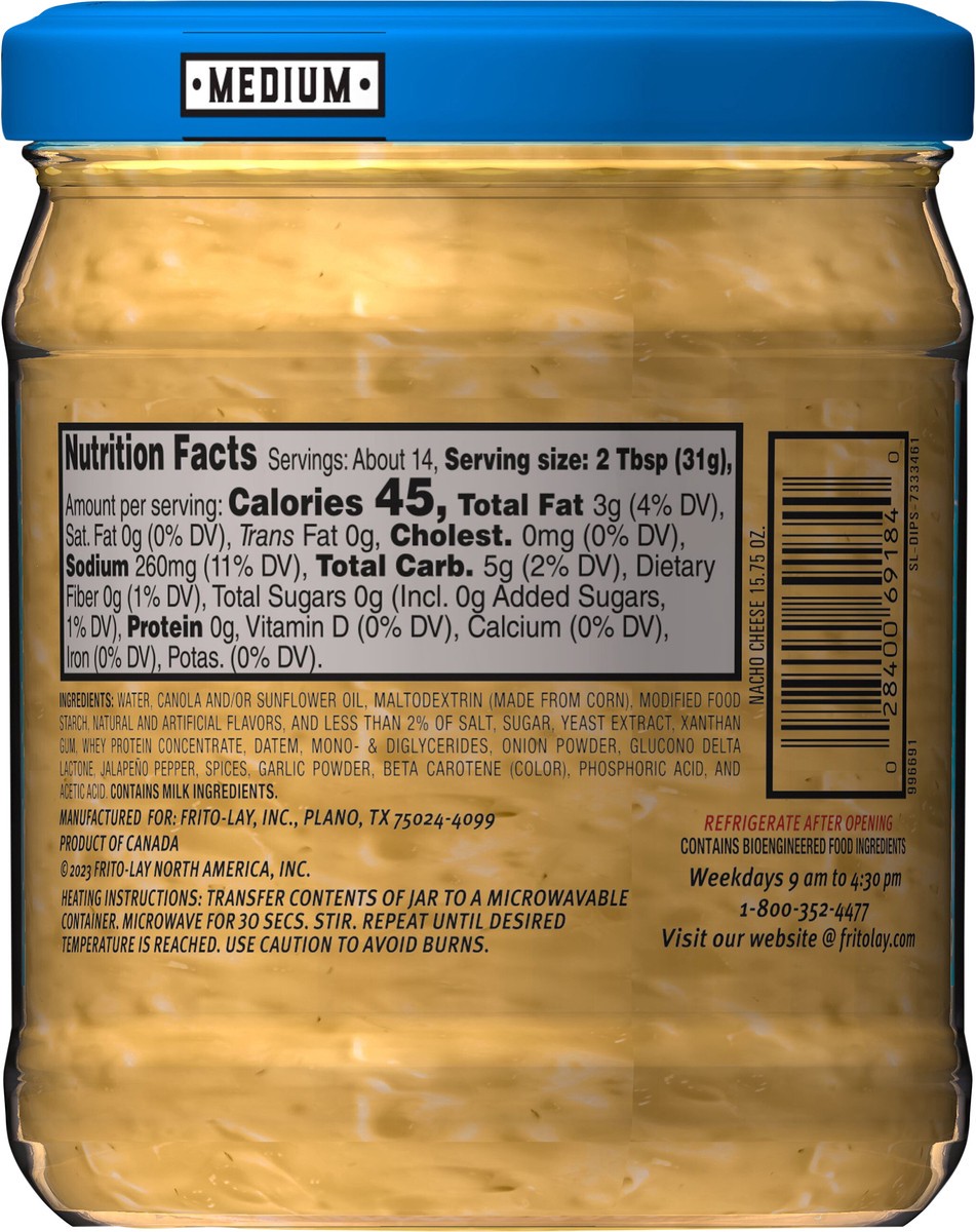 slide 11 of 11, Tostitos Cheese Dip, Nacho, Medium, 15.75 oz