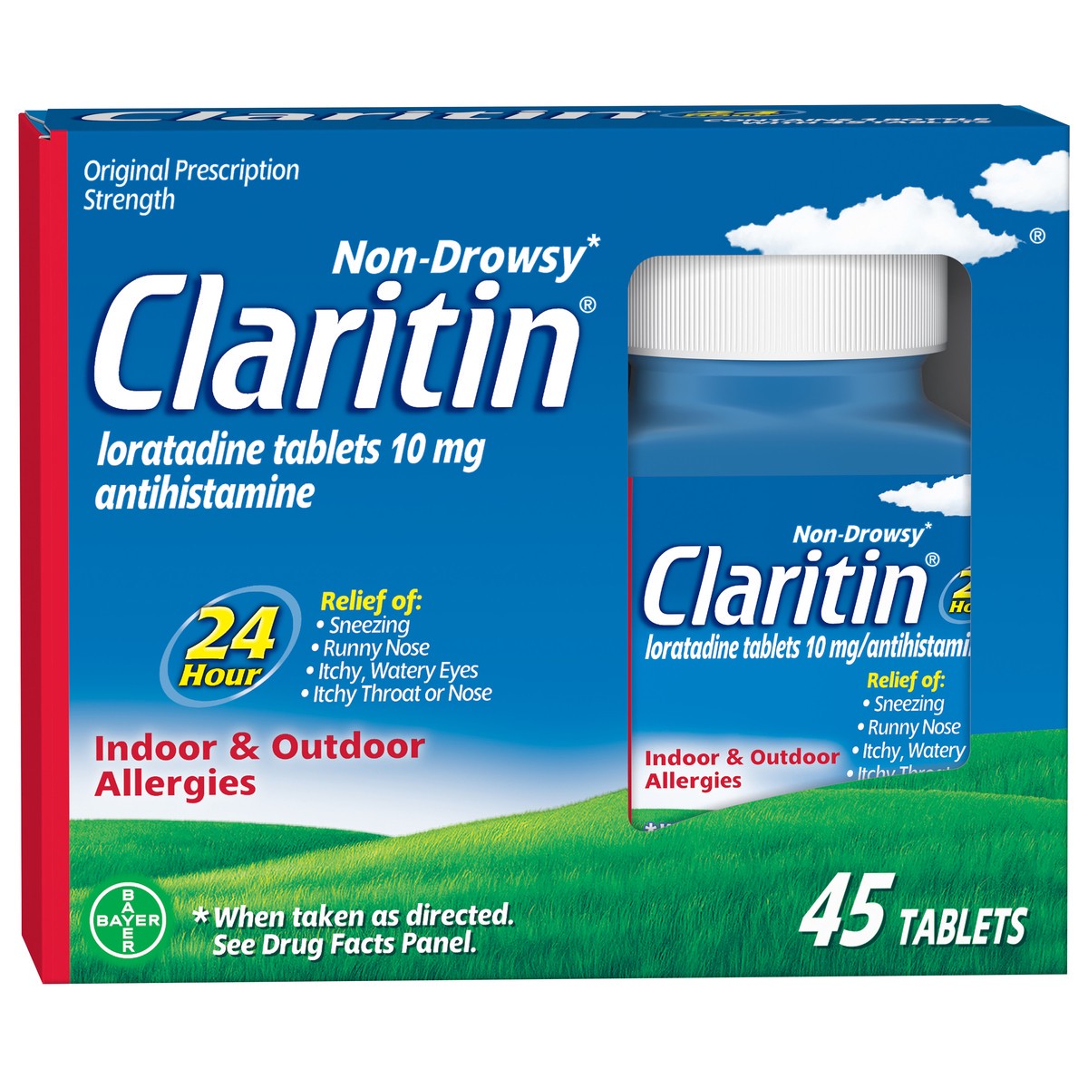 slide 6 of 9, Claritin Non-Drowsy Original Prescription Strength Indoor & Outdoor Tablets Allergies Relief 45 ea, 45 ct