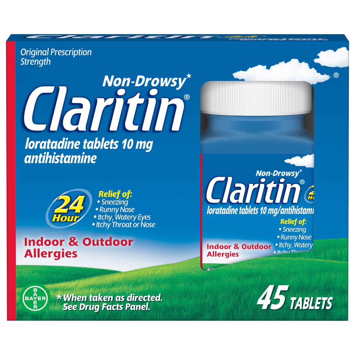 slide 5 of 9, Claritin Non-Drowsy Original Prescription Strength Indoor & Outdoor Tablets Allergies Relief 45 ea, 45 ct