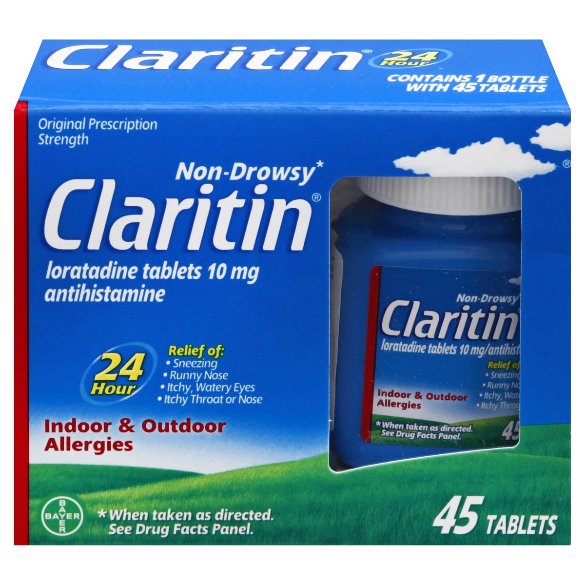 slide 1 of 9, Claritin Non-Drowsy Original Prescription Strength Indoor & Outdoor Tablets Allergies Relief 45 ea, 45 ct