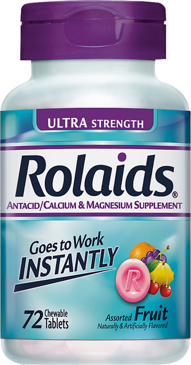 slide 3 of 3, Rolaids Chewable Tablets Ultra Strength Assorted Fruit Antacid 72 ea, 72 ct