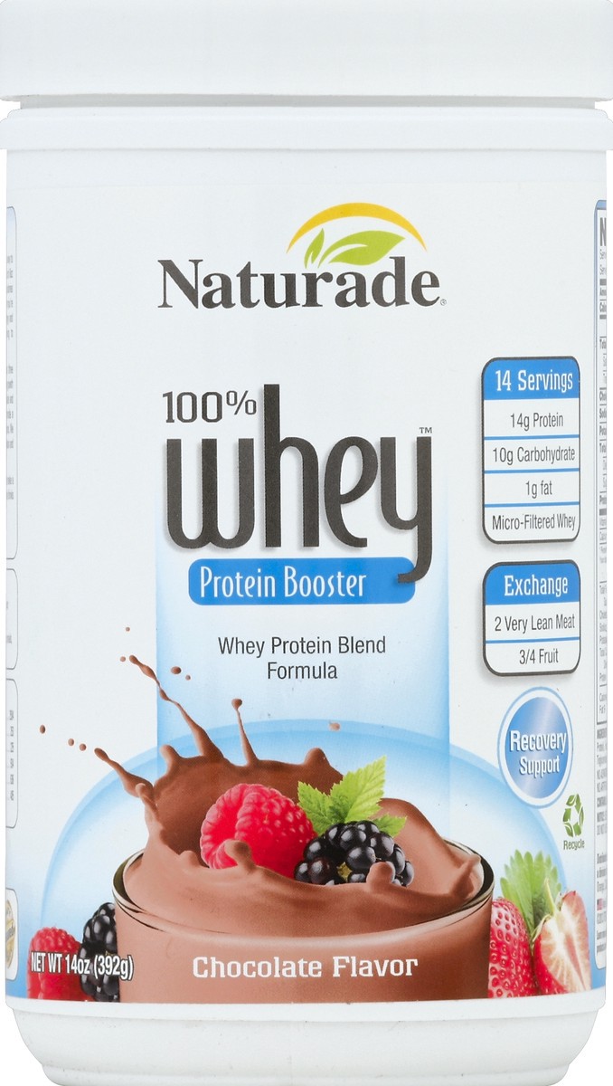 slide 2 of 3, Naturade Chocolate Flavor 100% Whey Protein Booster, 14 oz