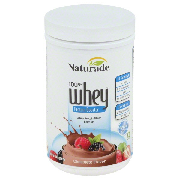 slide 1 of 3, Naturade Chocolate Flavor 100% Whey Protein Booster, 14 oz