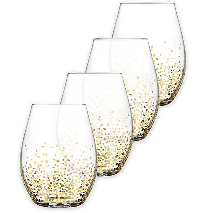 slide 2 of 2, Fitz and Floyd Luster Stemless Wine Glasses - Gold, 4 ct