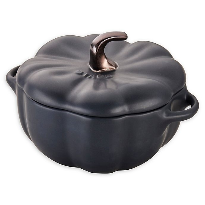 slide 1 of 1, Staub Ceramic Pumpkin Cocotte - Matte Black, 16 oz