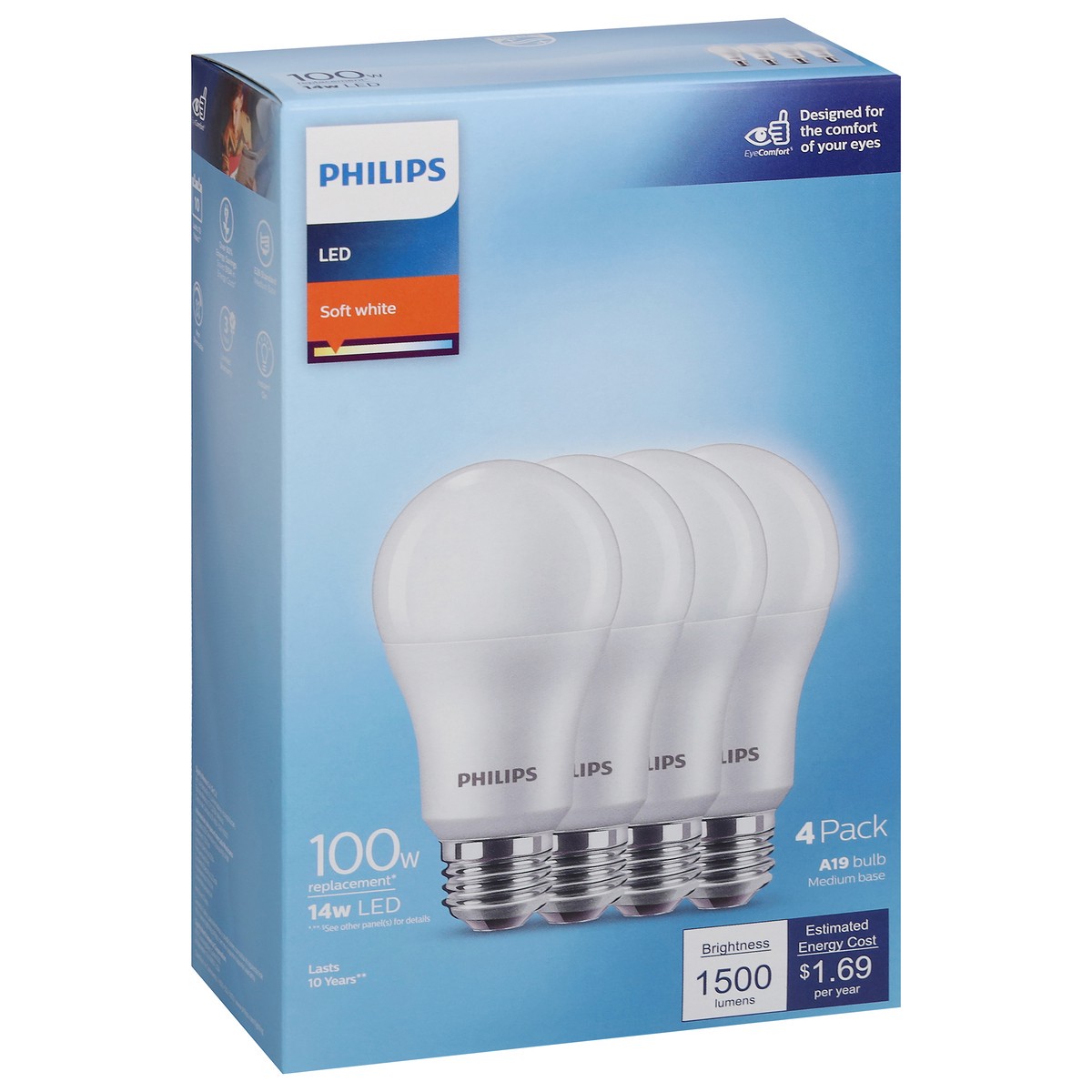 slide 7 of 9, Philips 14 Watts Soft White LED Light Bulbs 4 ea, 4 ct