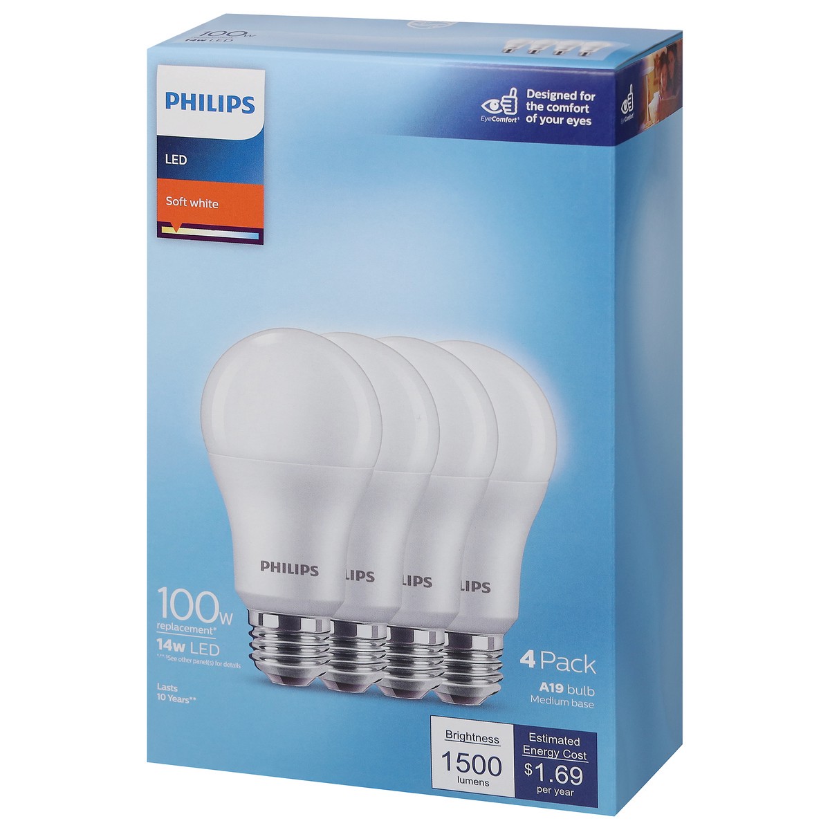 slide 5 of 9, Philips 14 Watts Soft White LED Light Bulbs 4 ea, 4 ct