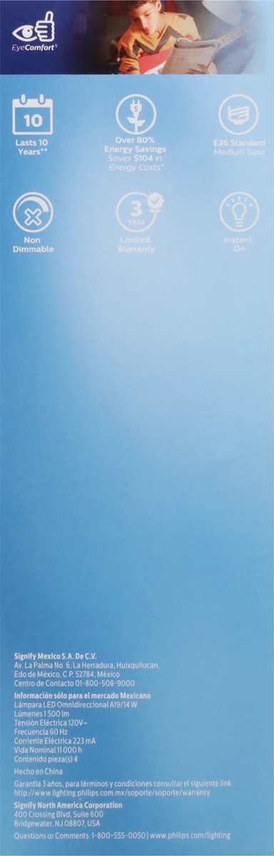 slide 8 of 9, Philips 14 Watts Soft White LED Light Bulbs 4 ea, 4 ct