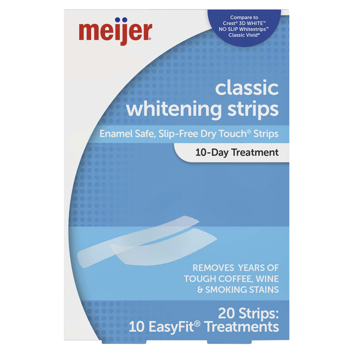 slide 1 of 1, Meijer Classic Whitening Strips, 10 Day Treatment, 20 Strips, 1 ct