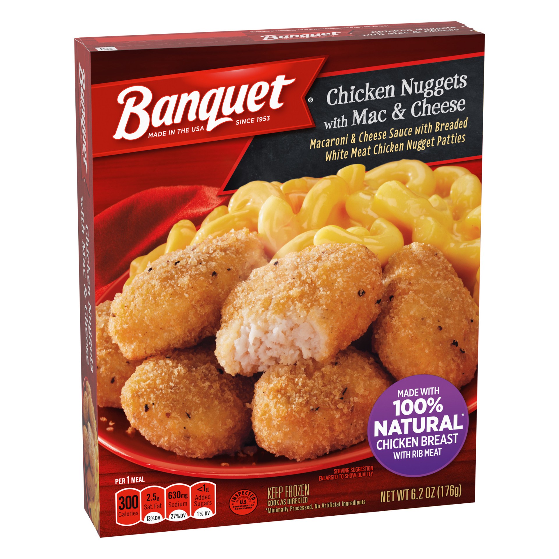 slide 5 of 5, Banquet Chicken Nuggets with Mac and Cheese, Frozen Meal, 6.2 OZ, 6.2 oz