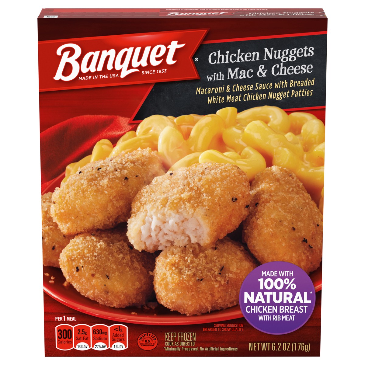 slide 1 of 5, Banquet Chicken Nuggets with Mac and Cheese, Frozen Meal, 6.2 OZ, 6.2 oz