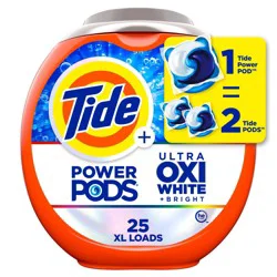Tide Power PODS White Laundry Detergent Pacs, 25 Count, Brilliant Whitening + Color Protect